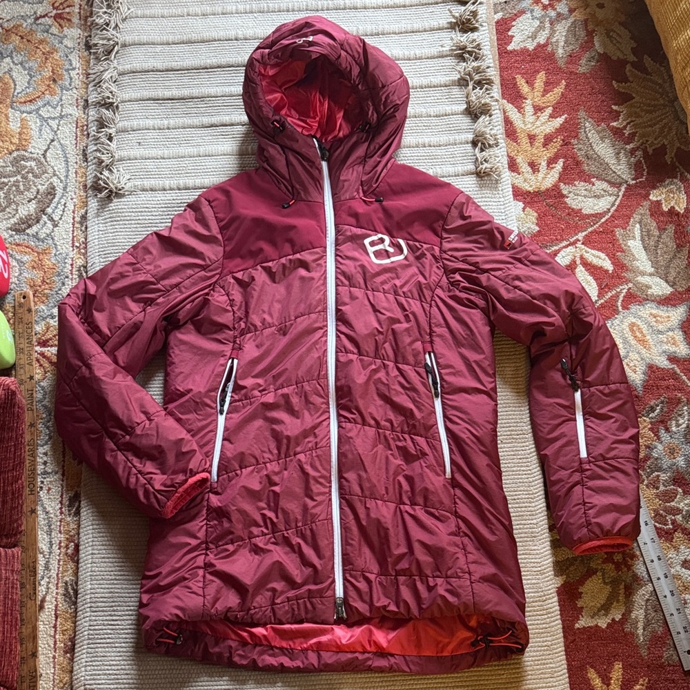 Ortovox Swisswool Verbier parka wool ski jacket berry red women’s large amazing - Picture 1 of 16